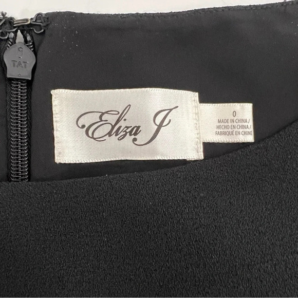 Eliza J Balloon Sleeve Shift Dress Boatneck Black Bussiness Casual Preppy Size 0 - Picture 7 of 9